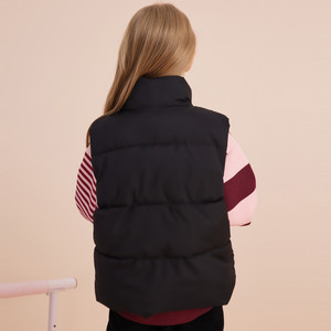 <strong>Black</strong> Padded Turtleneck Zipper Kids Sleeveless Vest-Solid Color Warm <strong>Gilet</strong> for <strong>Girls</strong> 3-8 Years Autumn Winter - Product Image 3