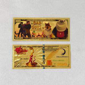 Lot de 8 billets de banque en feuille d'or <span class=keywords><strong>Bad</strong></span> Guys, style 100$, carte de collection de dessin animé, souvenir, cadeau - Product Image 6