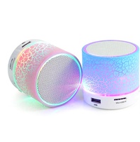 Mini caixa de som portátil sem fio com led, alto falante hi-fi com luz azul, som estéreo, reprodutor de música, super graves, com luzes rgb