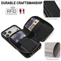 Étui portefeuille bandoulière pour iPhone 17 Pro Max, en cuir PU avec blocage RFID, fermeture éclair, béquille et dragonne pour femme