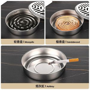 Stainless Steel Mosquito Coil Tray With Lid Portable Windproof Household <b>Insect</b> Control Ash Tray - Product Image 5