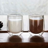 Tasse en verre borosilicate haute résistance à la chaleur, double paroi, pour lait, café, thé, usage domestique et bureau