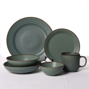 ชุดอาหารเซรามิก จานกลม ชาม แก้วมัค เคลือบแบบ Reactive ใช้กับเครื่องล้างจานได้ สไตล์เรียบง่าย ภาชนะสำหรับใช้ในครัวเรือน - Product Image 3