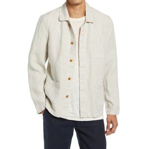 เสื้อเชิ้ตผ้าลินินผสมฝ้ายแขนยาวติดกระดุมสำหรับผู้ชายสั่งทำขายส่ง - Product Image 1