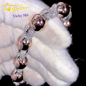 <span class=keywords><strong>Bracciale</strong></span> Cubano Personalizzato in <span class=keywords><strong>Argento</strong></span> Sterling 8mm con Diamanti Moissanite VVS, Gioielli Hip Hop - Product Image 2