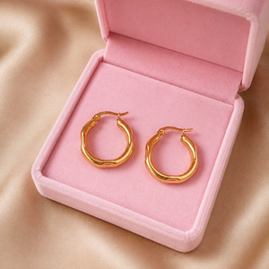 Factory Wholesale Price Fashion Stainless Steel <b>Earrings</b> Waterproof Jewelry Women Hypoallergenic 18K Gold Plated <b>Hoop</b> <b>Earrings</b> - Product Image 6