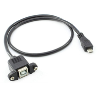 Kabel dudukan Panel perempuan, mikro B ke tipe B dengan kunci sekrup mikro 5pin ke USB B kabel dudukan panel