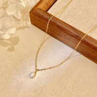 Collier pendentif goutte d'eau en opale australienne plaqué or 18 carats en argent sterling S925 de la marque SPJ, bijoux minimalistes raffinés