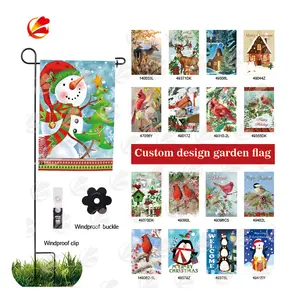 Custom Sublimation 12x18 Double Sided Seasonal Welcome Spring Holiday Burlap Garden Flag Set Yard Flags For Outdoor With Pole