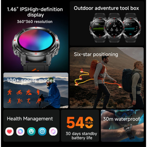 Montre connectée GPS d'extérieur 2025 HT37 avec suivi d'activité et de sommeil, écran IPS, télécommande, boîtier en acier, bracelet en silicone, autonomie de 4 jours - Product Image 4