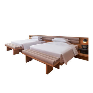 ชุดห้องนอนโรงแรมราคาประหยัดพร้อมโครงเตียงไม้ออตโตมันหัวเตียงและที่นอนสำหรับเฟอร์นิเจอร์เต็มห้อง - Product Image 1