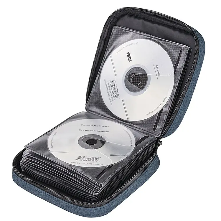 Customize Logo Size Design CD Case Holder Portable 32 CD/DVD Disc Storage Wallet Organizer Bag for Car