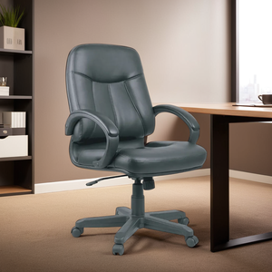 Silla de oficina ejecutiva de alta calidad de cuero mediano con cojín giratorio y Armpad para compra a granel - Product Image 1