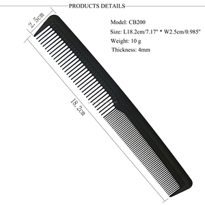 Vente chaude noir antistatique résistant à la chaleur en Fiber de carbone coupe de cheveux peigne de barbier à dessus plat pour salon et <span class=keywords><strong>maison</strong></span> - Product Image 2