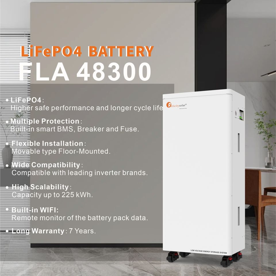 Solar 15kWh 48V 300Ah LiFePO4 Lithium Ion Battery Pack for Renewable ...