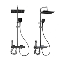 Juego de ducha digital de aluminio con pantalla LED y luz ambiental 4174 gris, grifo de ducha digital tipo piano