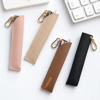 Étui portable en cuir PU pour stylo, pochette individuelle pour stylo, étui de protection pour crayon, accessoires de bureau et scolaires avec mousqueton