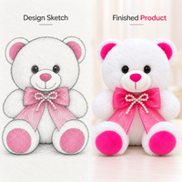 Ours en peluche doux personnalisé en gros avec nœud rose, animal en peluche pour la Saint-Valentin, cadeau de boutique
