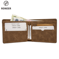 Dompet Minimalis Pria, Dompet Pendek Desain Vintage Pu RFID Pemegang Kartu dengan Harga Bagus