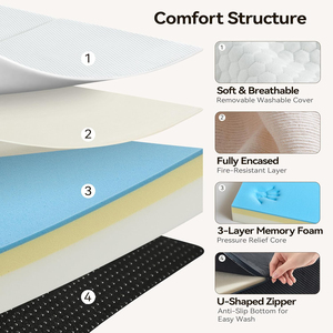 <span class=keywords><strong>Matelas</strong></span> pliable en trois parties de 6 pouces, <span class=keywords><strong>matelas</strong></span> de sol en <span class=keywords><strong>mousse</strong></span> à mémoire de forme pliable, fond antidérapant, <span class=keywords><strong>matelas</strong></span> de couchage portable <span class=keywords><strong>pour</strong></span> le <span class=keywords><strong>camping</strong></span>, les invités - Product Image 2