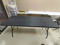 Vente en gros Table à manger rectangulaire portable en HDPE Table pliante en plastique pour les fêtes en plein air