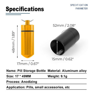Porte-clés personnalisé en alliage d'aluminium avec logo, mini-flacon à pilules portable pour usage d'urgence en extérieur - Product Image 4