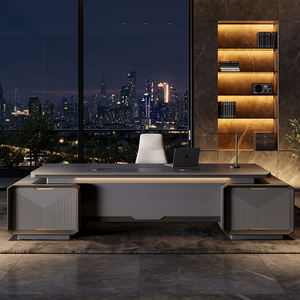 ชุดโต๊ะและเก้าอี้สำนักงานระดับไฮเอนด์สำหรับผู้บริหารหรูหราทันสมัยประธานผู้นำแผงโต๊ะคอมพิวเตอร์ขนาดใหญ่สไตล์ไม้ - Product Image 2