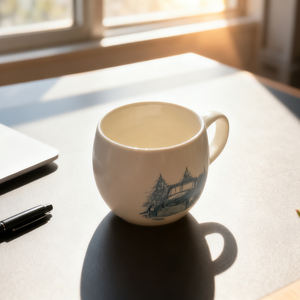 كوب قهوة إبداعي من بورسلين السيراميك بسعة 300 مل مع غطاء وملعقة بطلاء صديق للبيئة من ملحقات أدوات الشرب معبأ في علب - Product Image 3