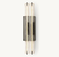 Applique murale LED moderne noire de style villa américaine, support en fer, abat-jour cylindrique en verre, lumière blanc chaud E26, pour salon et usage domestique