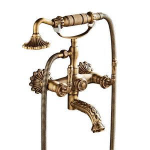 Montatura a parete in ottone intagliato bagno semplice doccia di fascia alta retrò semplice High-end retrò con soffione doccia a pioggia - Product Image 1