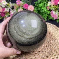 Sphère d'obsidienne magique en or Cristal de guérison naturel Boule d'obsidienne en or pour la décoration