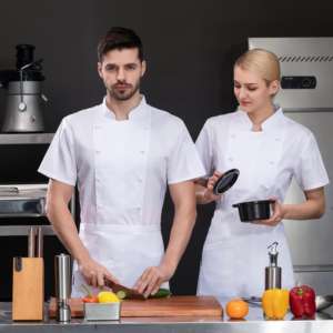 Abrigo de Chef transpirable de manga corta personalizado, uniforme de Chef, chaqueta de Chef de cocina de panadería, uniformes de restaurante para hombres y mujeres - Product Image 4