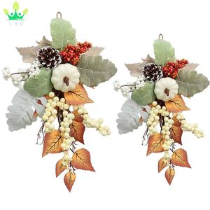 Fagola di foglia d'acero artificiale ramo di zucca con bacche di <span class=keywords><strong>fiori</strong></span> per la festa del ringraziamento autunnale per la festa della casa decorazione della porta d'ingresso del Festival - Product Image 3