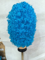Wig Keriting Biru Model Sarang Lebah Grosir, Wig Kostum Tema Kartun Simpson Dengan Kalung Merah