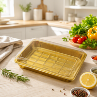 Conteneur d'emballage pour sushis avec couvercle transparent en PET, plateau en plastique épaissi, design japonais luxueux pour buffet, fête, restauration, sucre