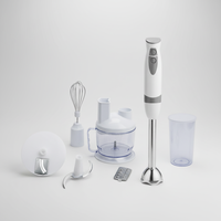 Mixeur Plongeant 4-en-1 en Acier Inoxydable avec Bol de 600 ml Sans BPA pour Smoothies, Légumes et Viandes – Usage Domestique