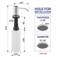 Distributeur de liquide pour évier de cuisine, bouteille rechargeable de 500 ml, distributeur de savon liquide à pression manuelle en acier inoxydable durable pour évier de cuisine