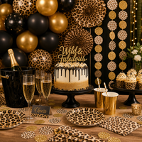 Ensemble de vaisselle jetable en papier à imprimé léopard pour fête d'anniversaire, décoration de table sur le thème de la jungle animale pour enterrement de vie de jeune fille