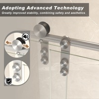 Porte de douche coulissante en verre trempé avec finition nickel brossé