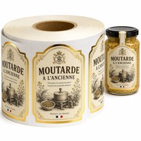 Étiquettes personnalisées pour bouteilles et bocaux, autocollants en vinyle doré, autocollants adhésifs, imperméables, résistants aux UV, résistants aux rayures, étiquettes d'emballage