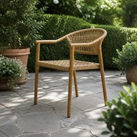 Chaise de bistrot moderne en rotin tressé imperméable pour patio, cour et parc