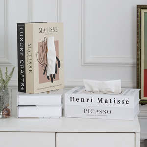 Caja de pañuelos de lujo personalizada estilo libro, soporte para servilletas, estuche, contenedor de papel, decoración de mesa para el hogar, hotel, almacenamiento, adornos de moda - Product Image 1