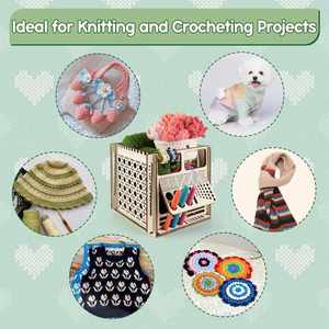 Ensemble de bols à laine en bois tout-en-un personnalisés avec accessoires de tricot, organisateur d'outils de crochet, cadeau pour les amateurs de loisirs créatifs - Product Image 4