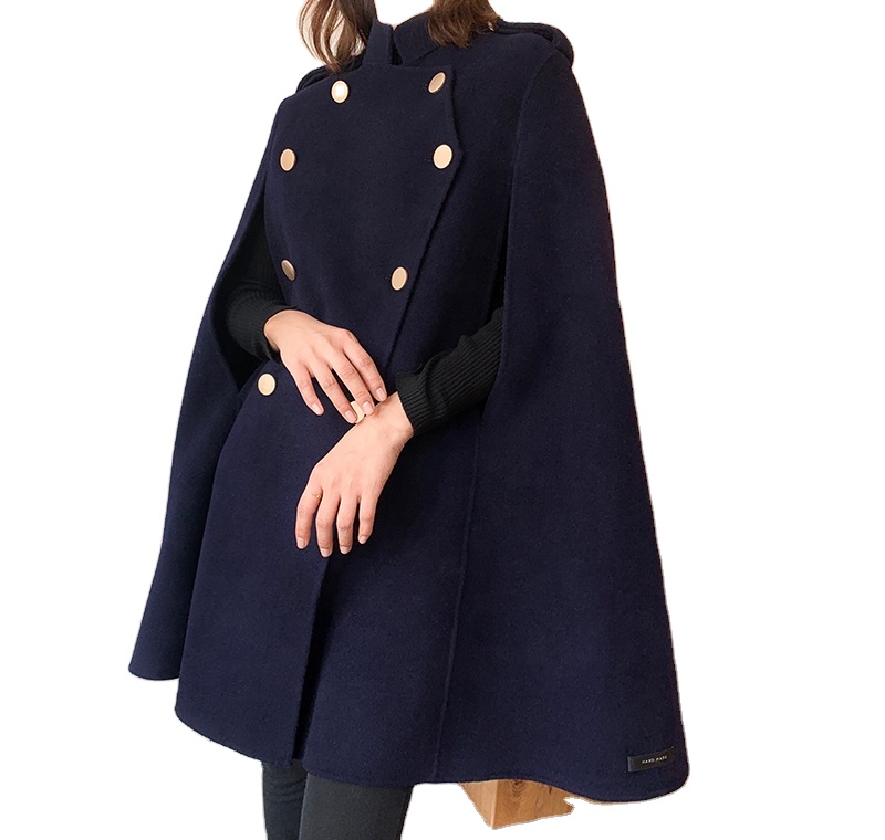 Japan Women Winter Fur Coat Warm Female Autumn Wool Cloak 100% Wool Women Fashionable Wool Cape Coat