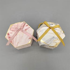 Hexagonal <b>gift</b> <b>box</b> <b>gift</b> <b>box</b> with rope handle portable favor <b>box</b> marble print <b>gift</b> <b>box</b> - Product Image 6
