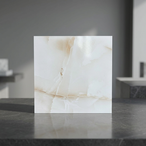 Carreaux de sol en céramique émaillée effet dalle de marbre blanc moderne 40x40cm, porcelaine, pour salon - Product Image 6