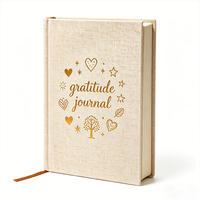 Carnets de Gratitude Personnalisés à Couverture Rigide en Lin – Journal de Pleine Conscience et de Manifestation pour le Bien-être – Format Personnalisé – Agenda Quotidien Non Daté – Idéal comme Cadeau