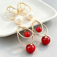 Nouvelles boucles d'oreilles pendantes tendance, plaquées or 18 carats, en alliage de zinc et acier inoxydable, forme cercle, grande perle, accessoire de fête pour femme