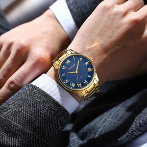 Montre classique décontractée CURREN 8409 pour homme avec bracelet en acier inoxydable, montres-bracelets à quartz simples avec chiffres romains pour homme d'affaires - Product Image 5