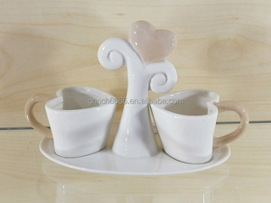 Set di Tazze da Caffè a Forma di <span class=keywords><strong>Cuore</strong></span> con Piattino, Tazze in Porcellana con Motivo <span class=keywords><strong>Cuore</strong></span> e Vassoio Albero della Vita, Bomboniere per Matrimonio - Product Image 3